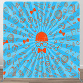 Aperturee - Aperturee Blue Rays Orange Paint Fathers Day Pillow Case Backdrop